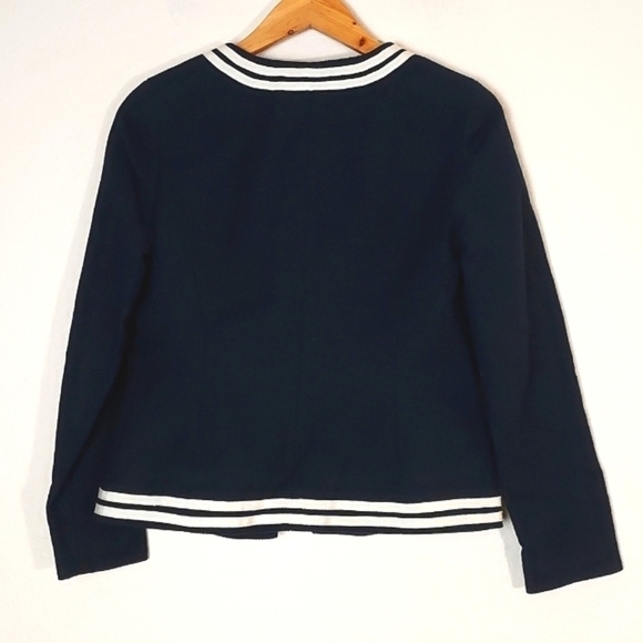 NEW Talbots Blazer Open Front Cotton Navy Blue Size 2 - Picture 4 of 15